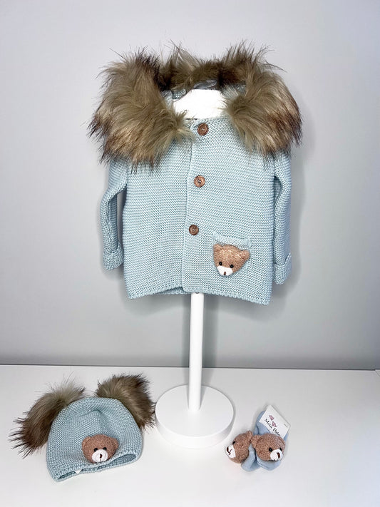 Meia Pata Teddy Cardigan Blue