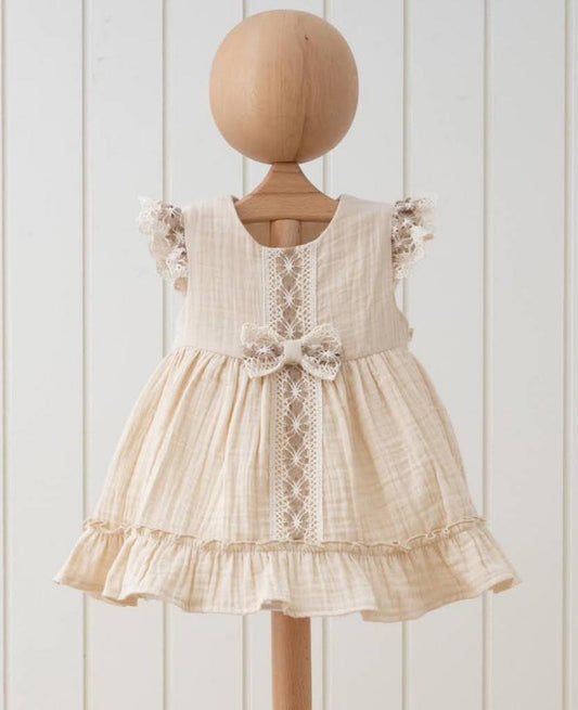 Lace Trim Dress Beige