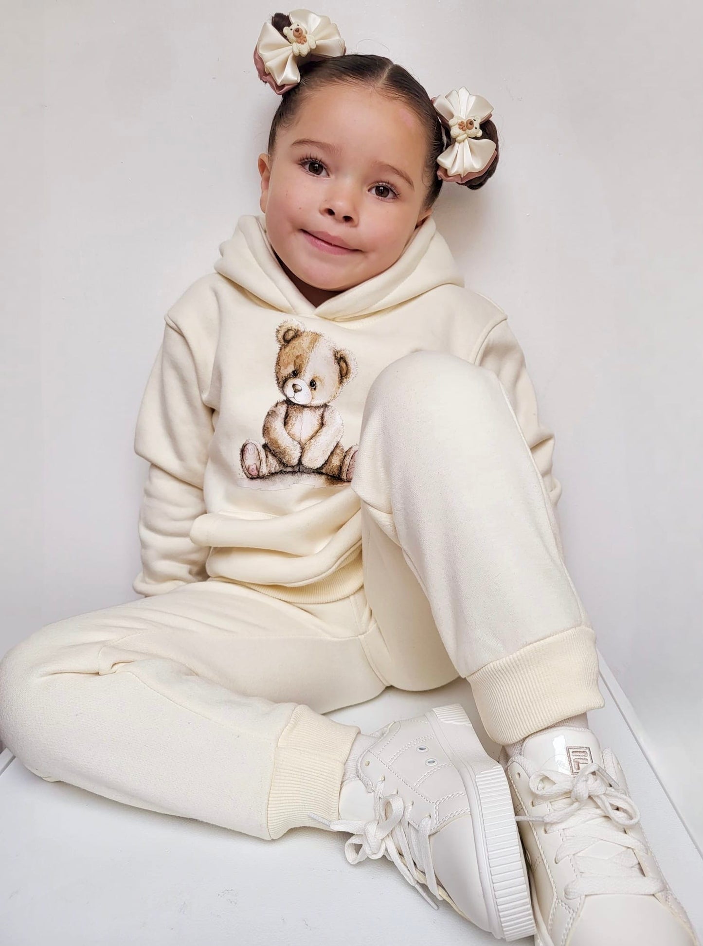 Arlo Teddy Hoodie Tracksuit Cream - Kids Cozy Tracksuit