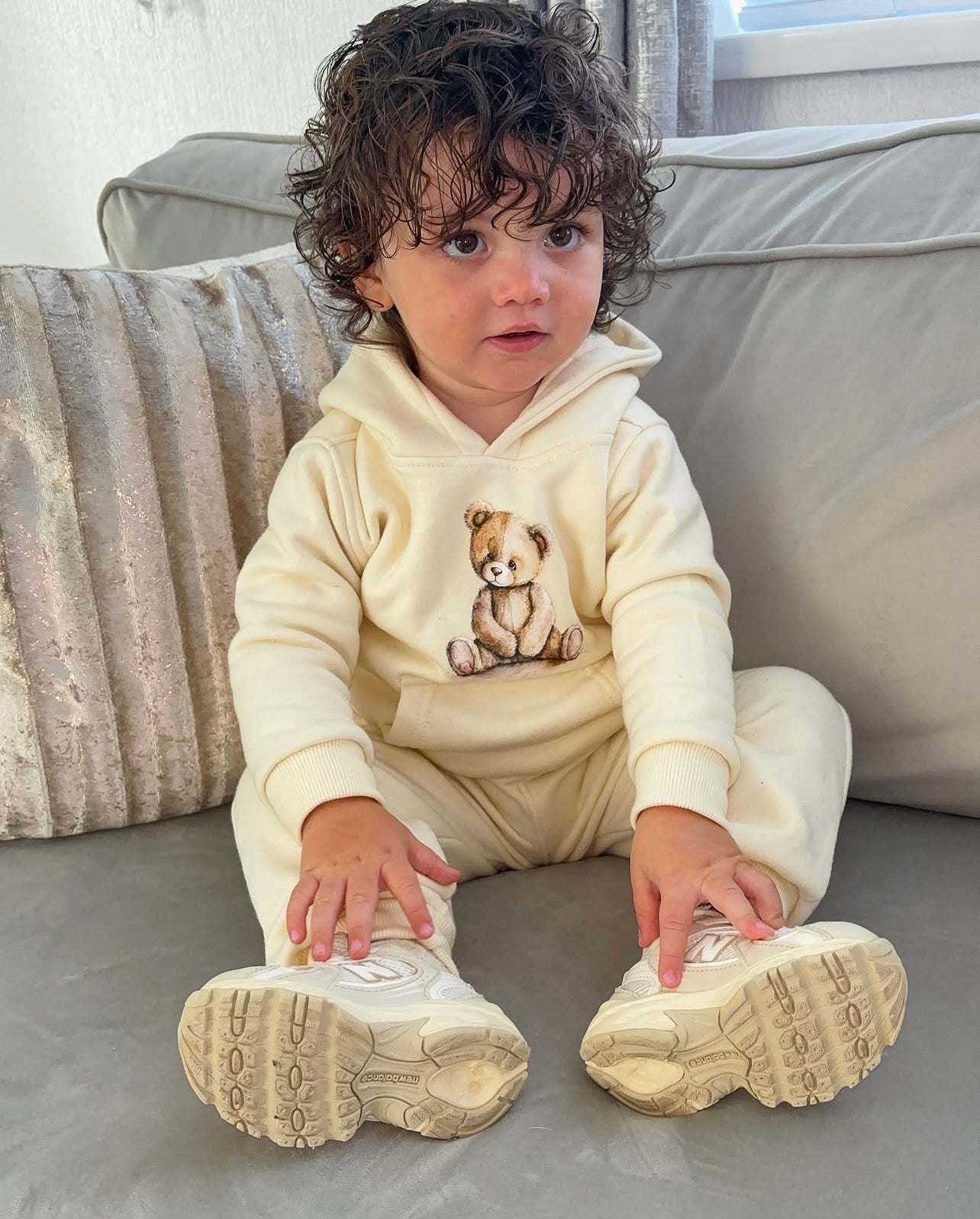 Arlo Teddy Hoodie Tracksuit Cream - Kids Cozy Tracksuit
