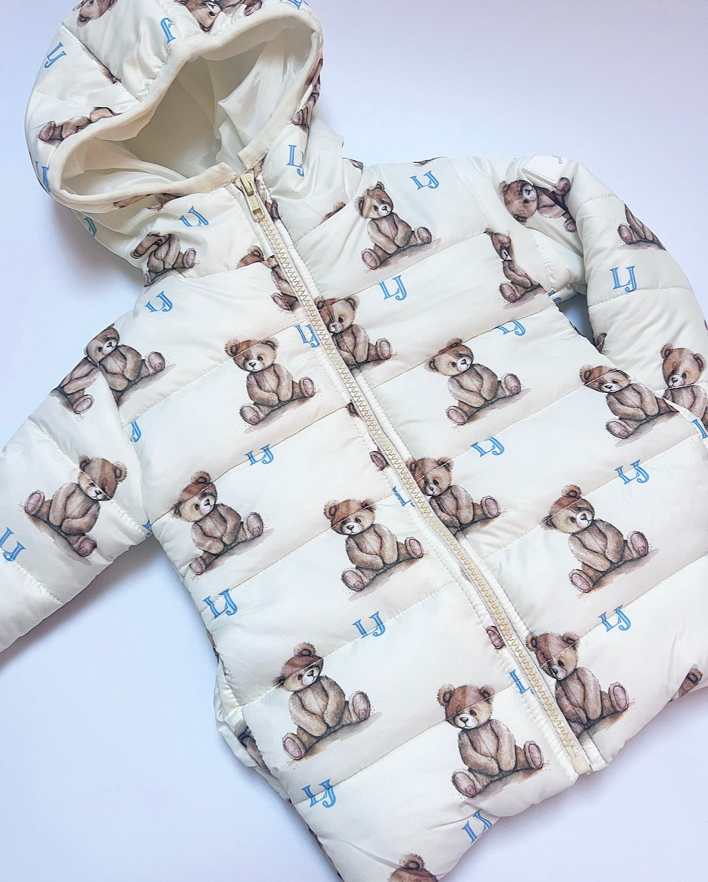 Arlo Pattern Teddy Coat CREAM / BLUE