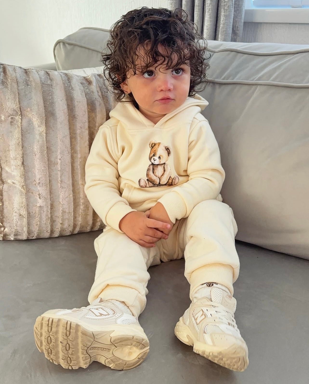 Arlo Teddy Hoodie Tracksuit Cream - Kids Cozy Tracksuit