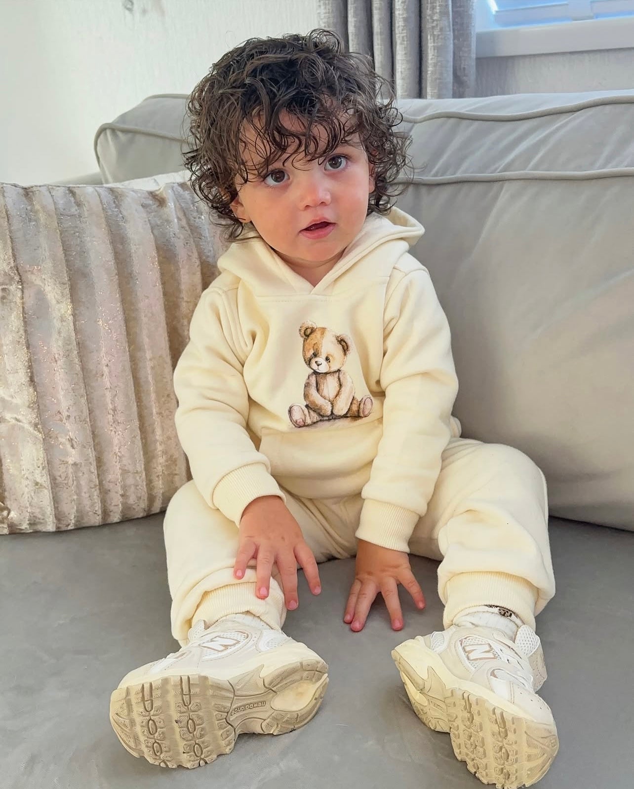 Arlo Teddy Hoodie Tracksuit Cream - Kids Cozy Tracksuit