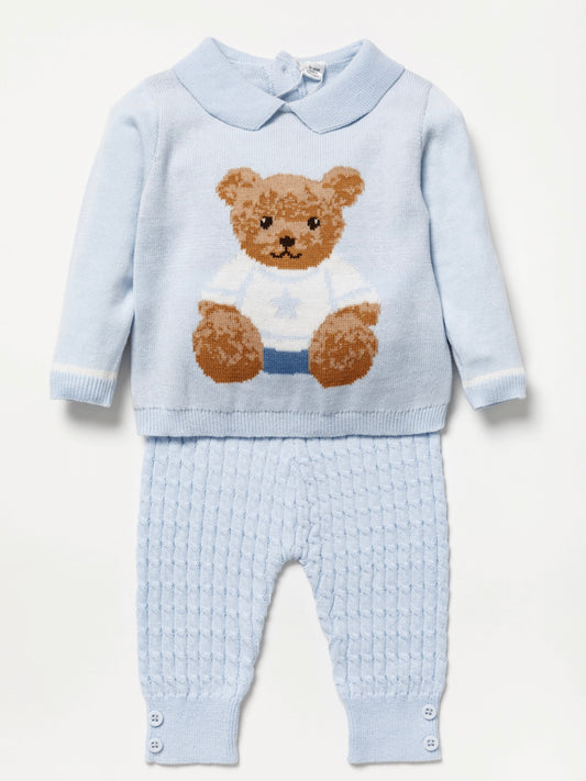 Baby boys knitted Teddy Bear Set