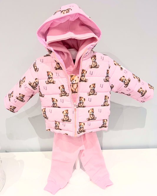 Arlo Pattern Teddy Coat Baby Pink