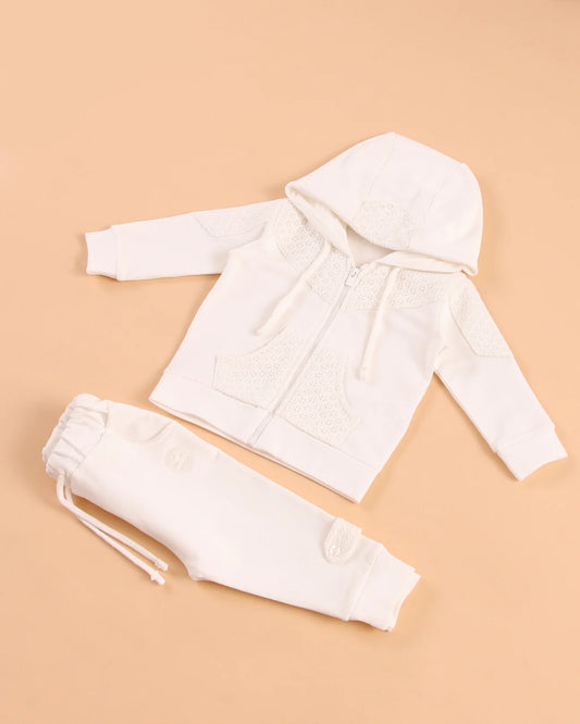 White Zip-Up Tracksuit Leo King