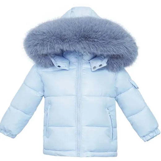 Fur Hood Coat Blue