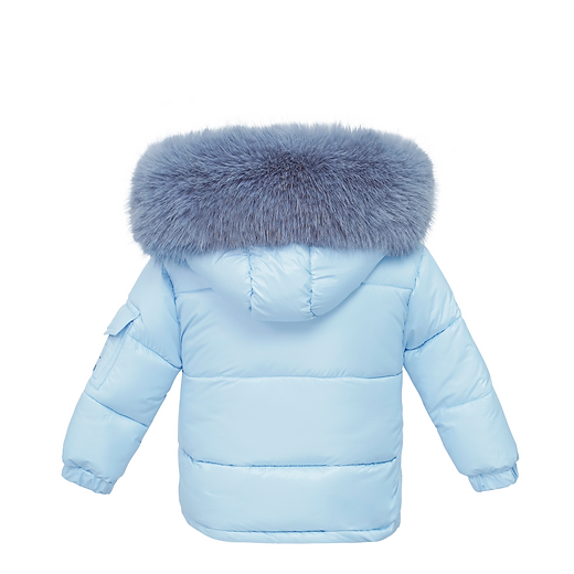 Fur Hood Coat Blue