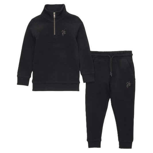 Boys quarter zip tracksuit black (ex chain store)
