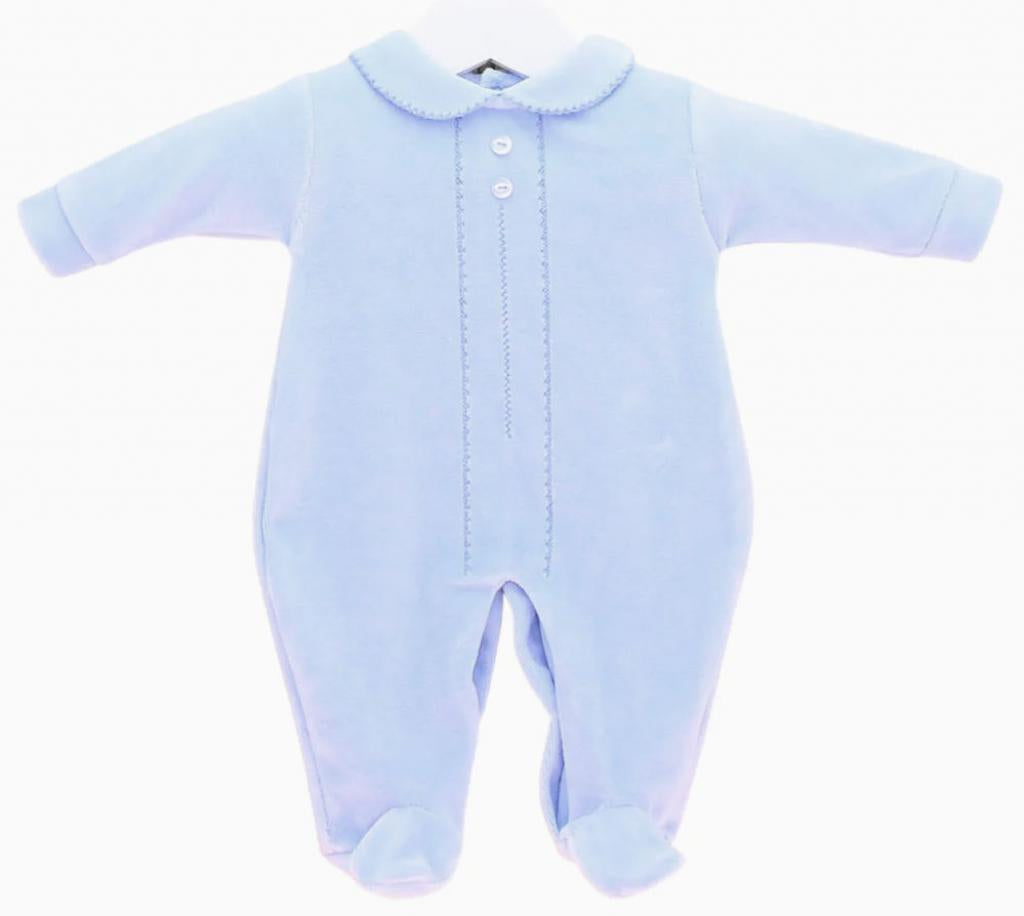 Premature Baby Classic Velour Romper Blue