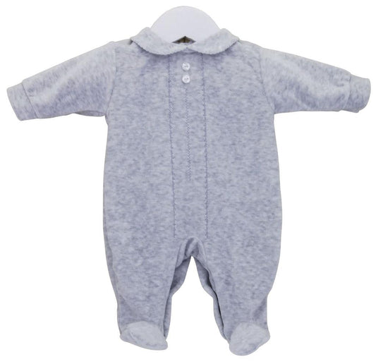 Premature Baby Classic Velour Romper Grey