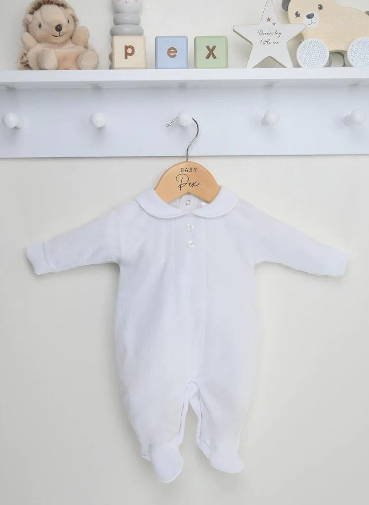 Premature Baby Classic Velour Romper White