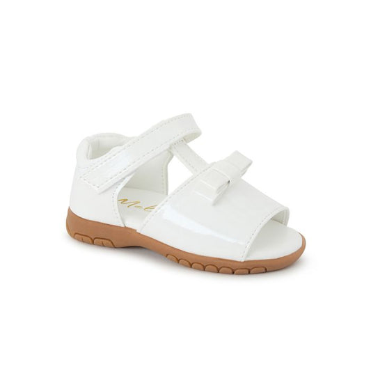Amanda Patent Bow Sandals - White
