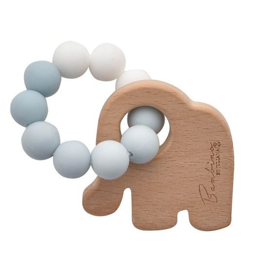 Elephant Teething Rings Pink Blue Grey