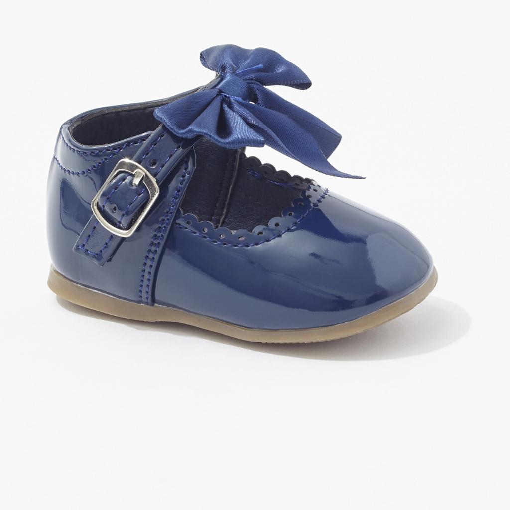 Navy Bow Baby Girl Shoes