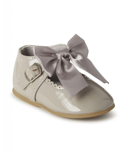 Grey Bow Baby Girl Shoes