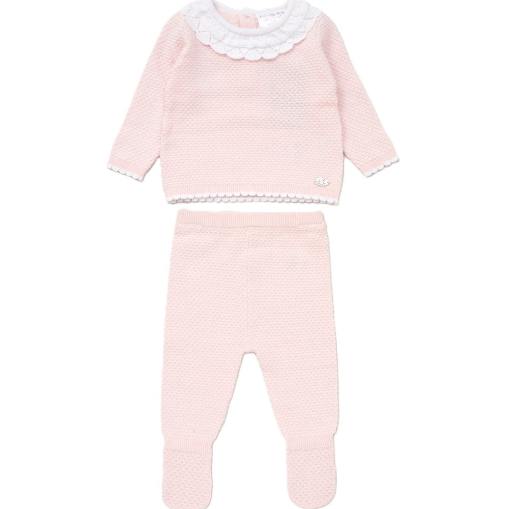 Baby Girls Frill Collar Knitted 2 Piece Outfit pink