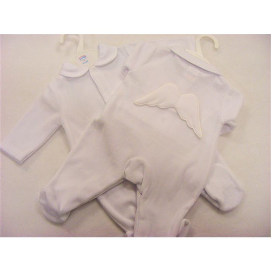 White Velour Little Cherub Sleepsuit