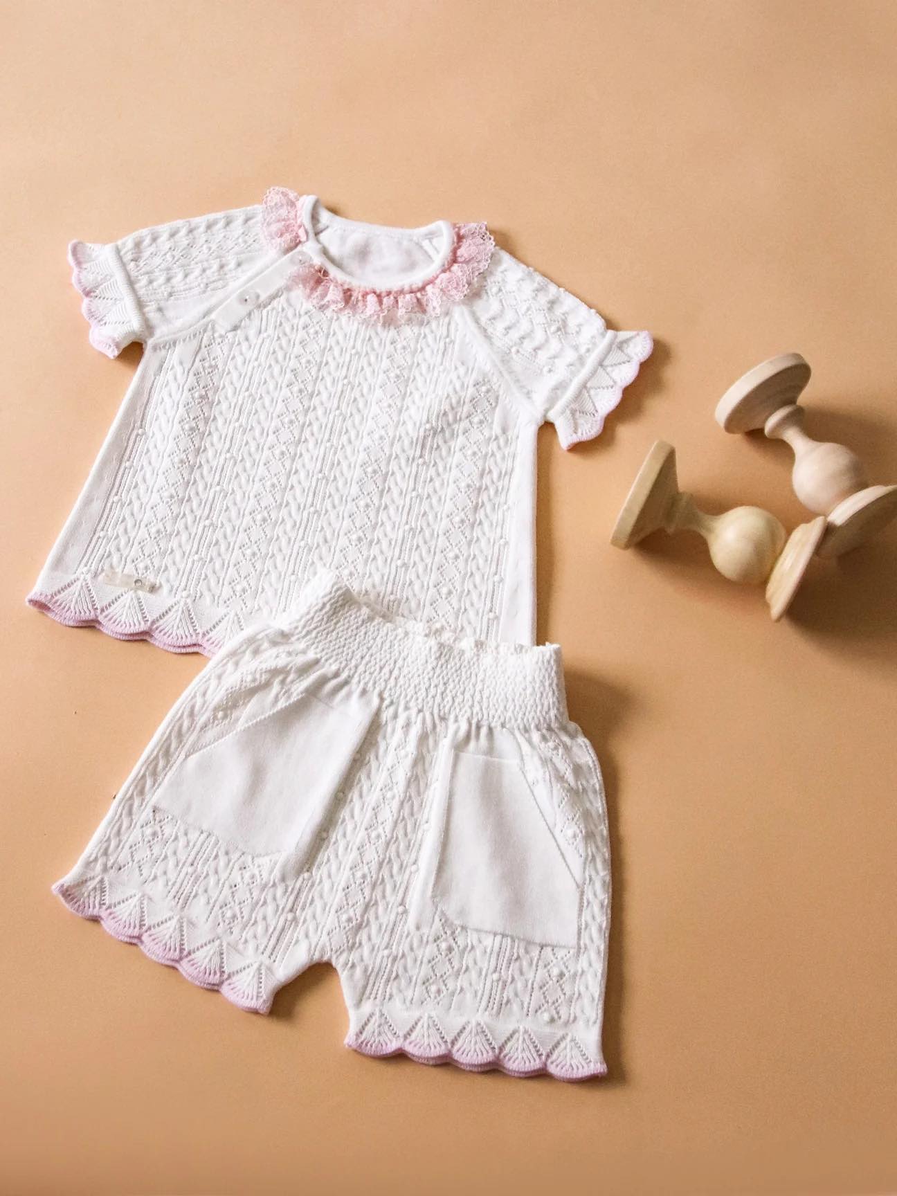 White Knitted Short Set