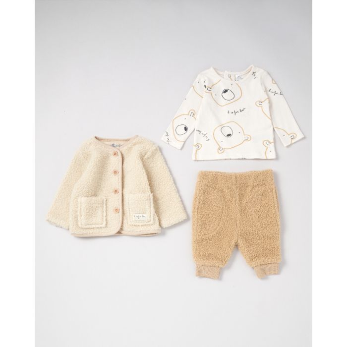 B Is for Bear 3 Piece Jacket Set - beige/cream