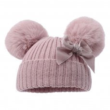 Dusty Pink Pom Pom Hat