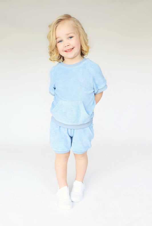 Towelling Shorts Set Sky Blue