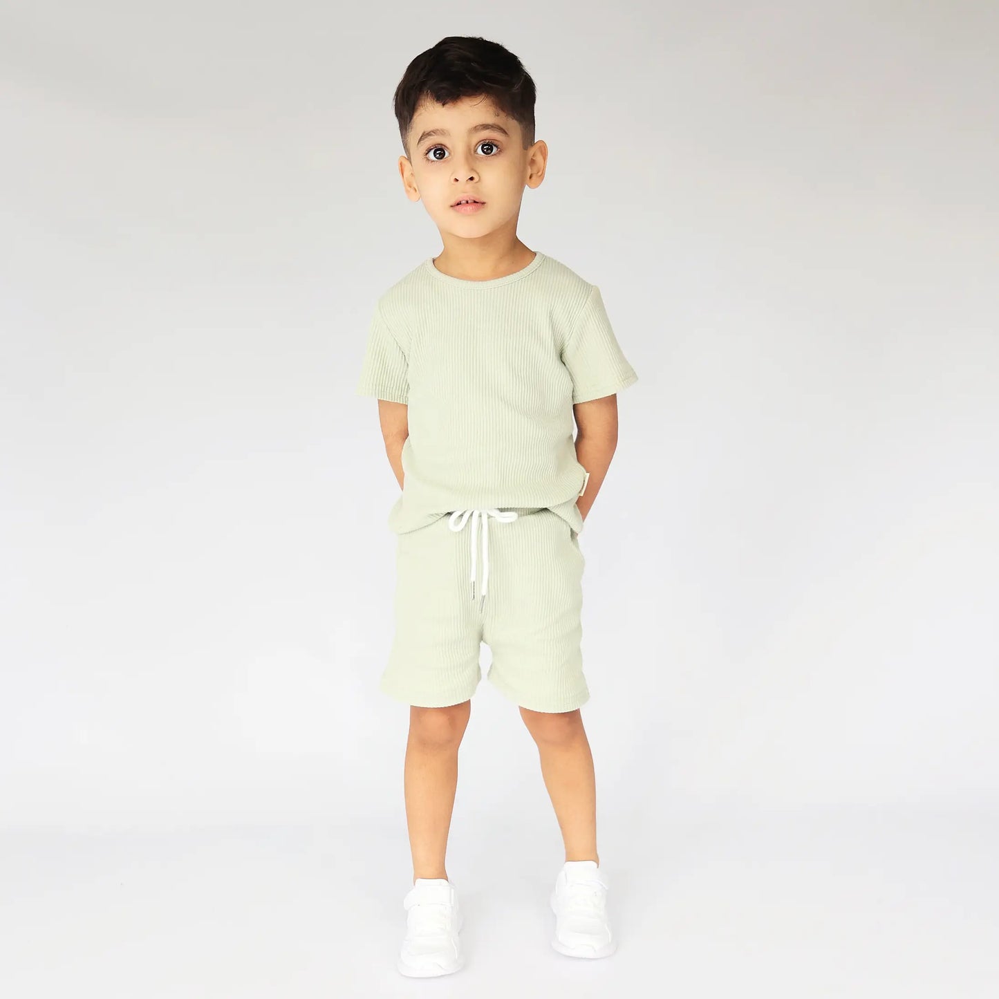 Ribbed Shorts Set Sage