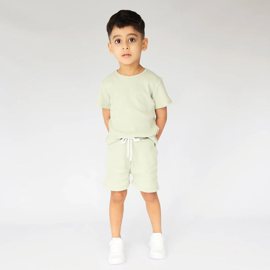 Ribbed Shorts Set Sage