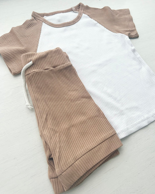 Ribbed T-shirt & Shorts Set Mocha