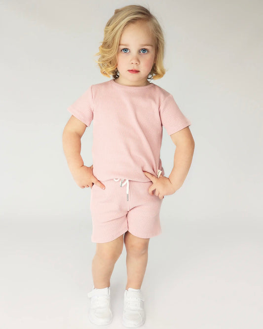 Ribbed Shorts Set Cotton Candy