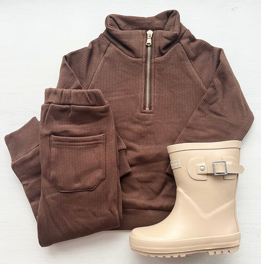 Zip Up Tracksuit Brown