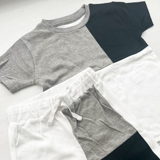 Black / Grey Colourway Shorts Set