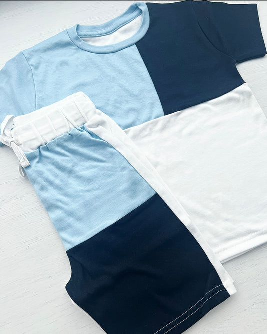 Black / Blue Colourway Shorts Set